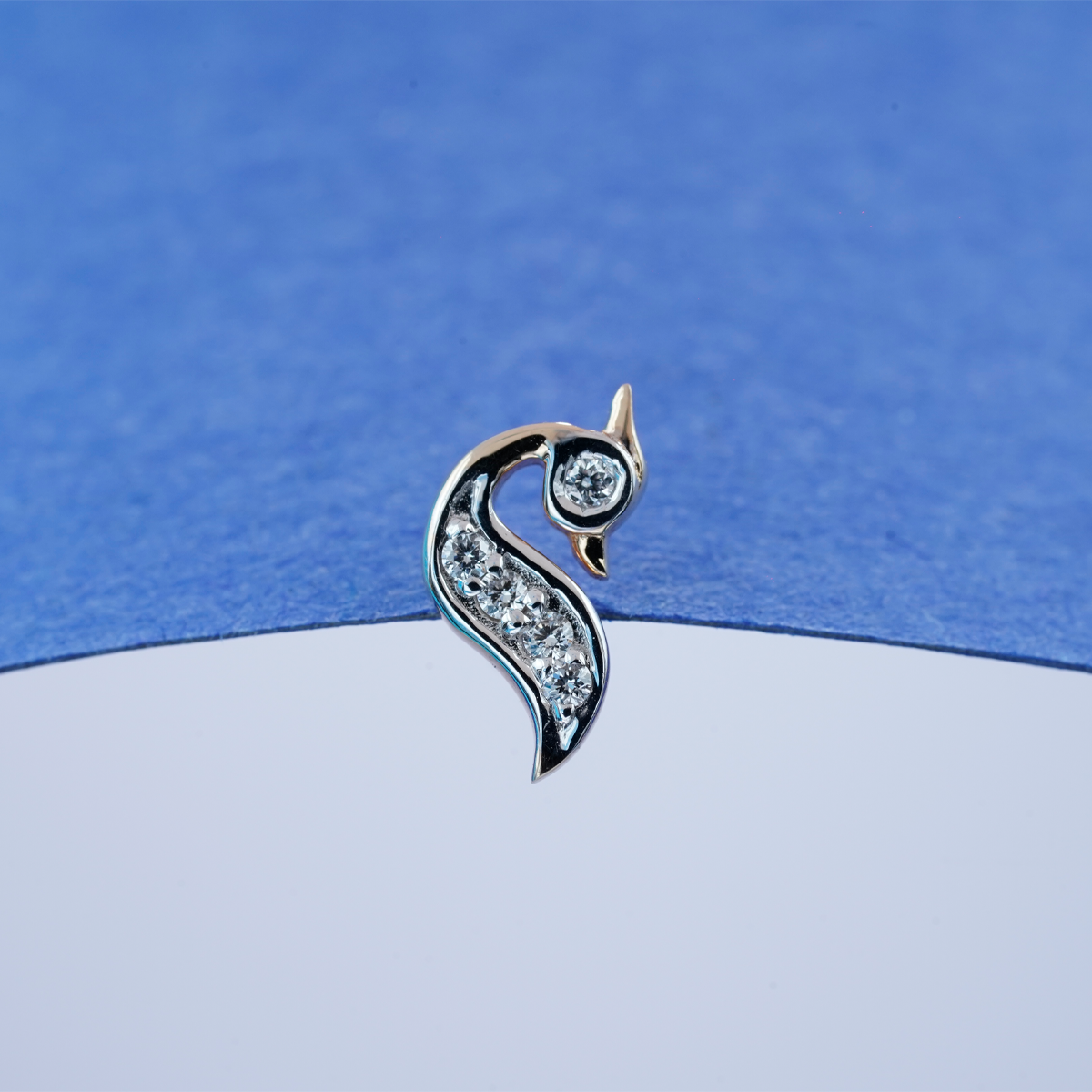 Elegant Diamond Nose pin With Peacock Design