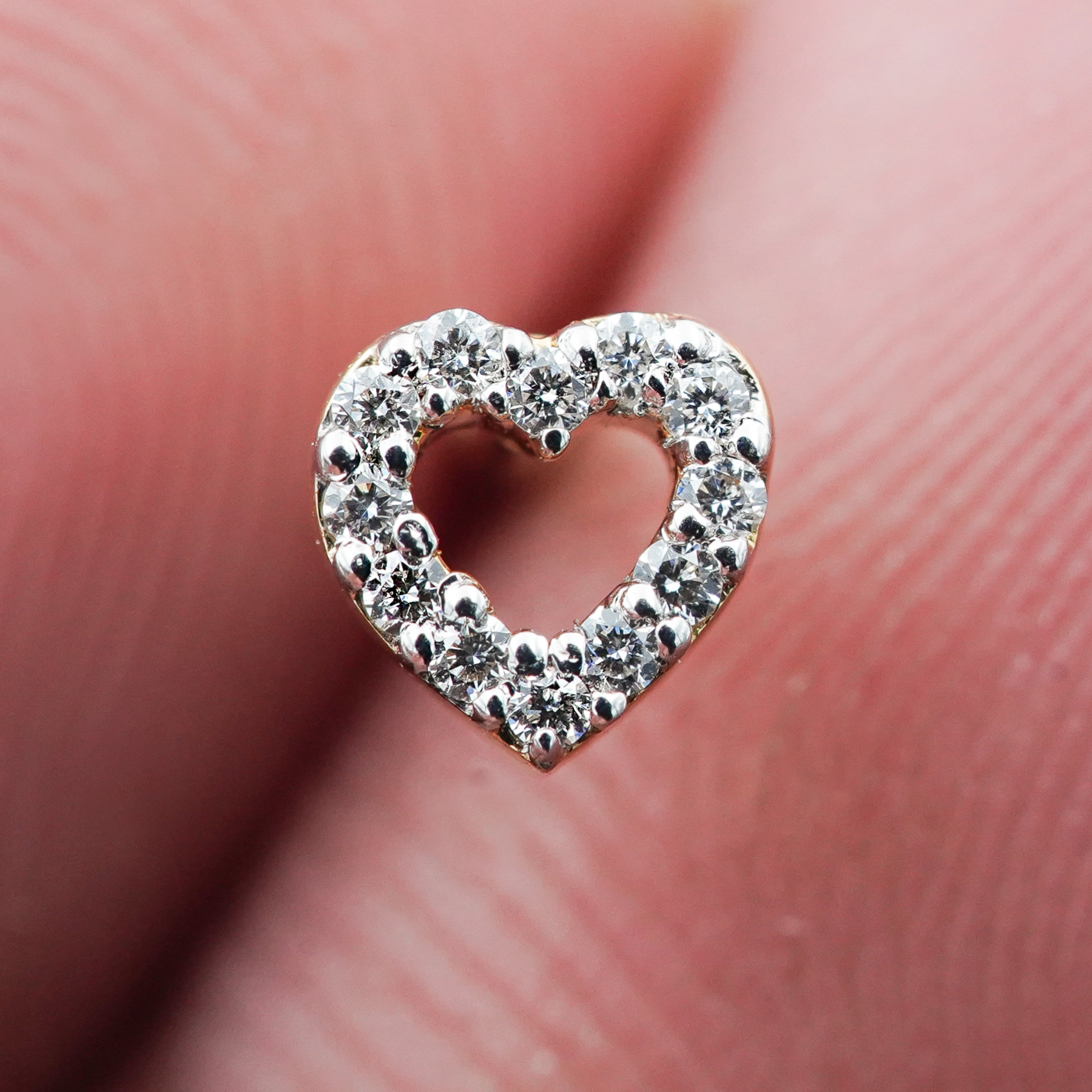 Love shaped diamond nose pin for women from Damaru gold and diamonds