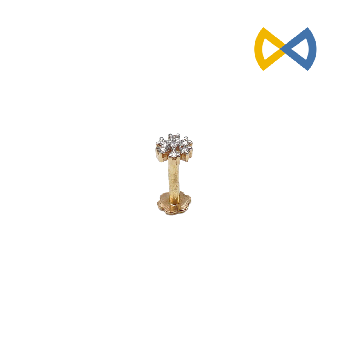 front view of flower design diamond nose pin