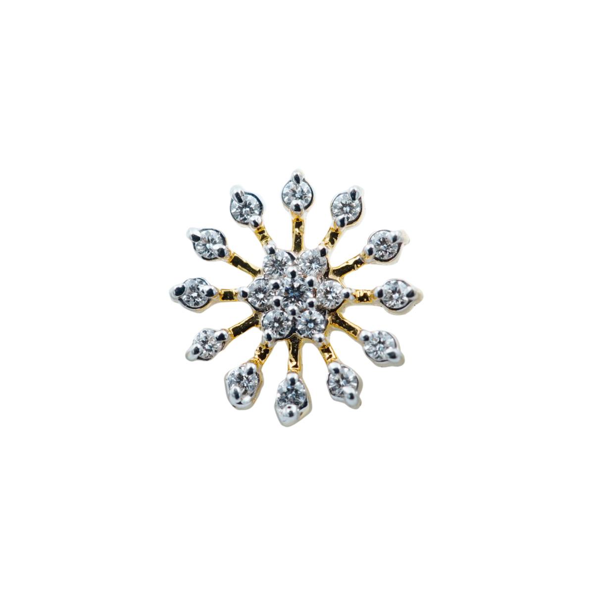 close-up image of floral shaped classic diamond nose pin.
