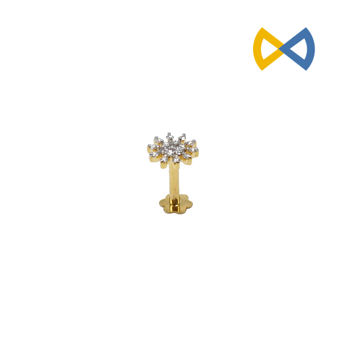 front view image of floral diamond nose pin