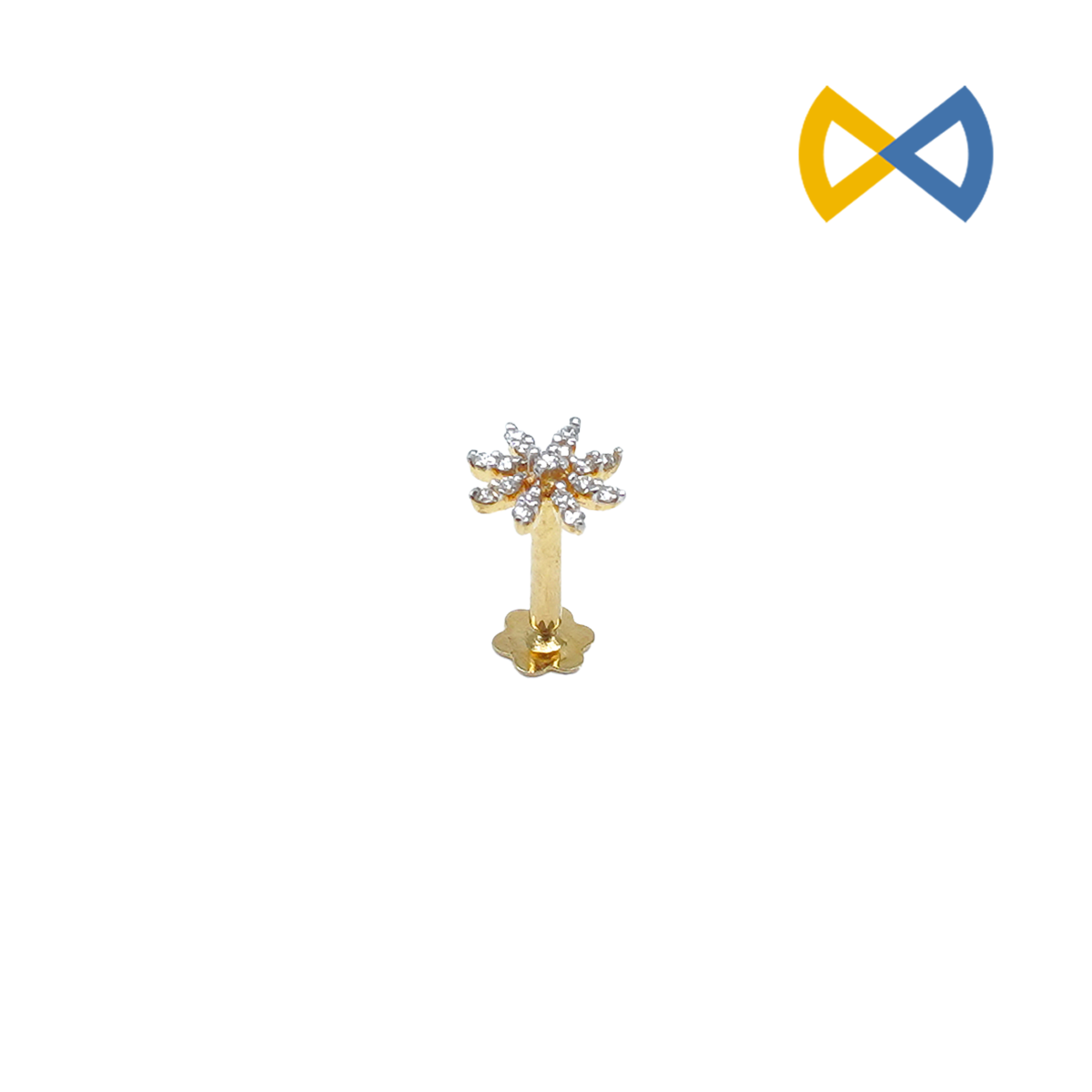 front view image of elegant floral shape diamond nose pin