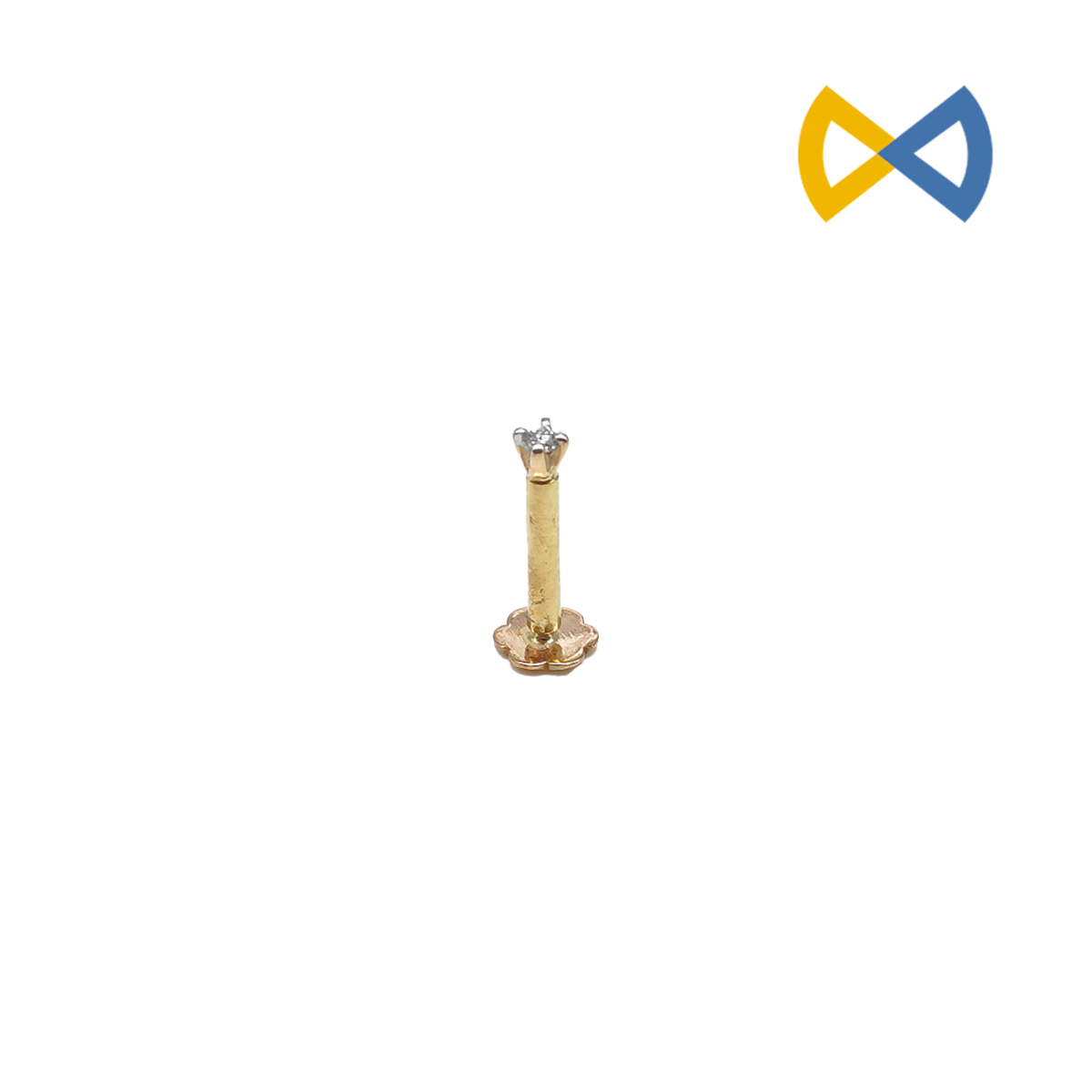 front view image of one stone diamond nose pin