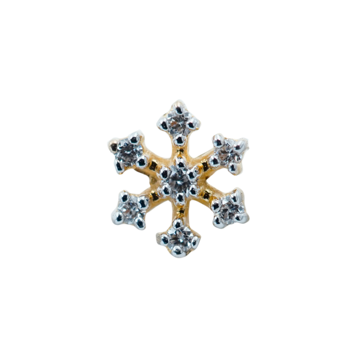 flower design diamond nose pin close up image