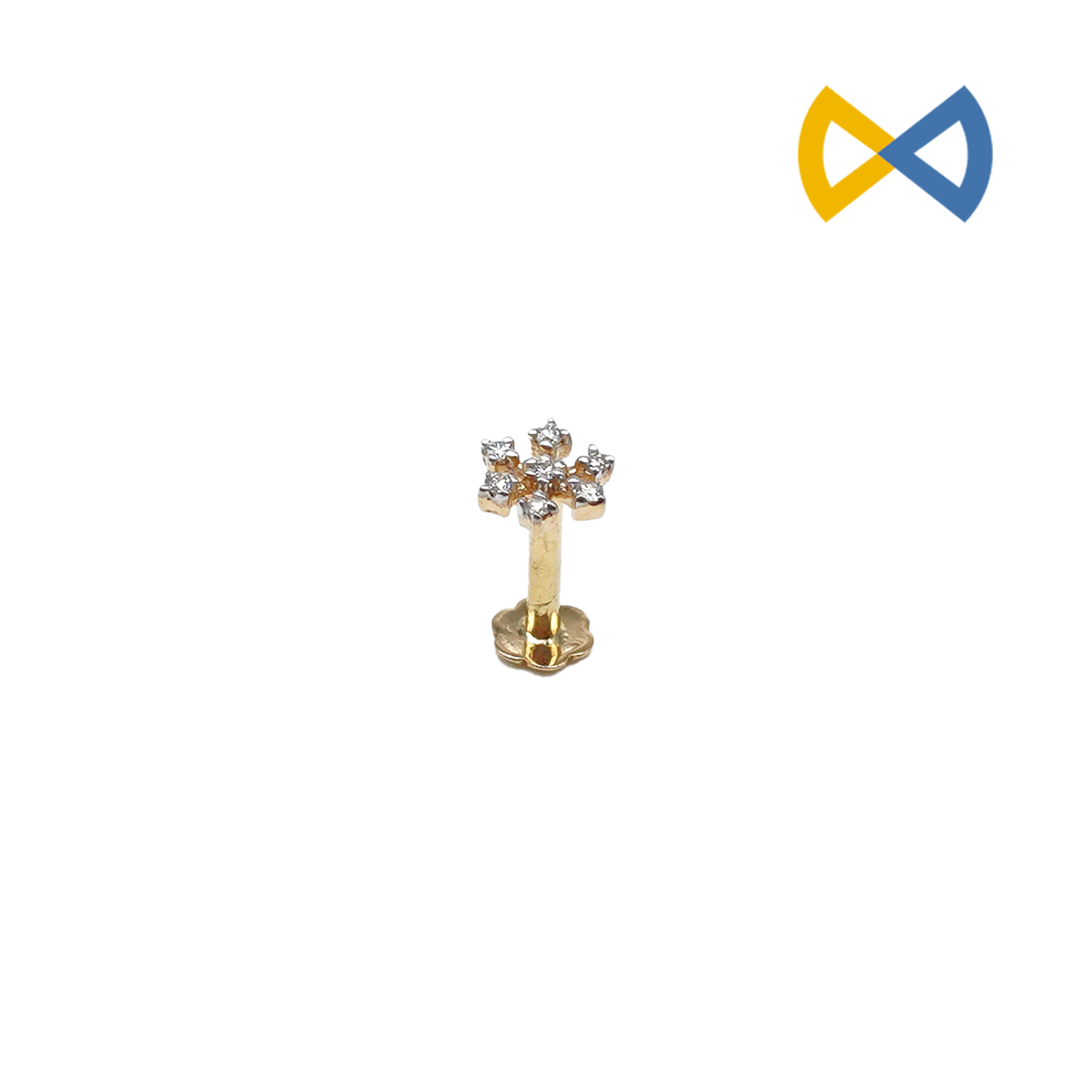 front view image of floral design diamond nose pin