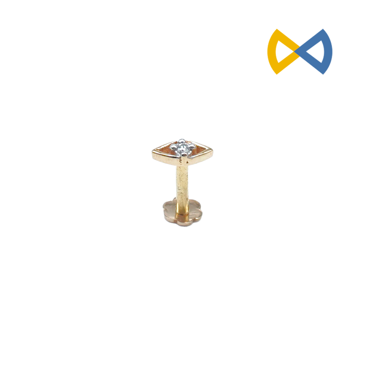 front view image of damaru's simple diamond nose pin