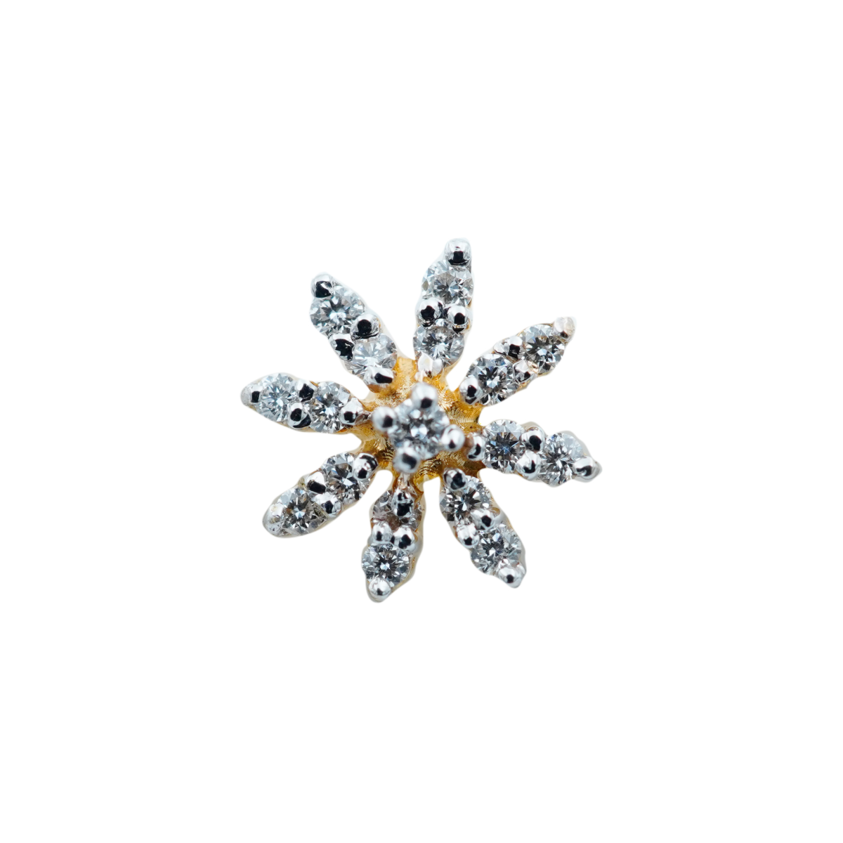 elegant floral shape diamond nose pin's close-up image