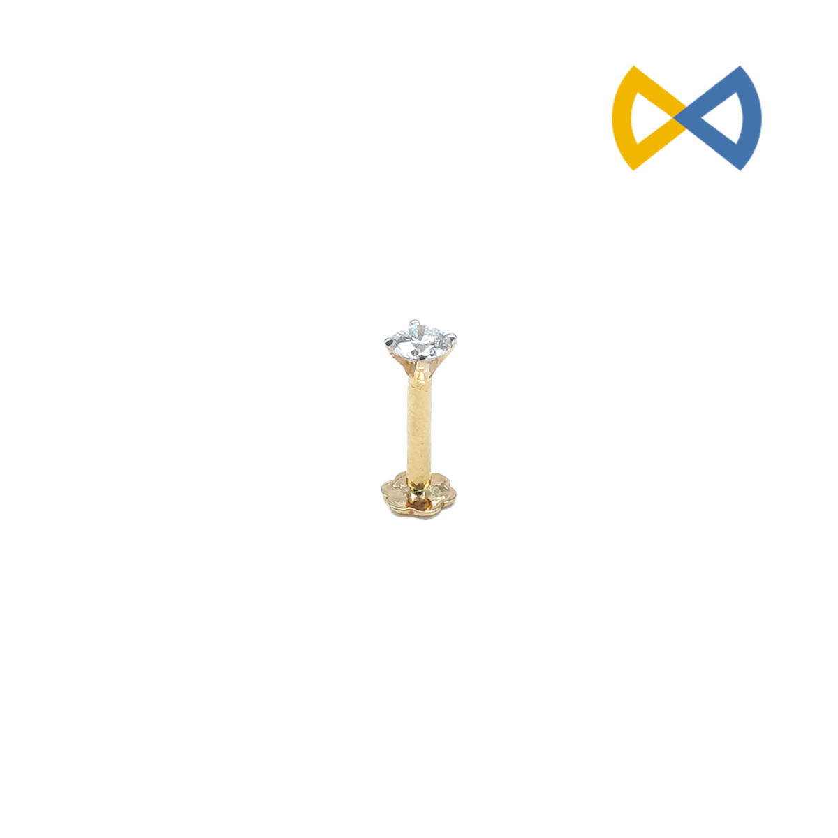 front view image of simple single diamond nose pin