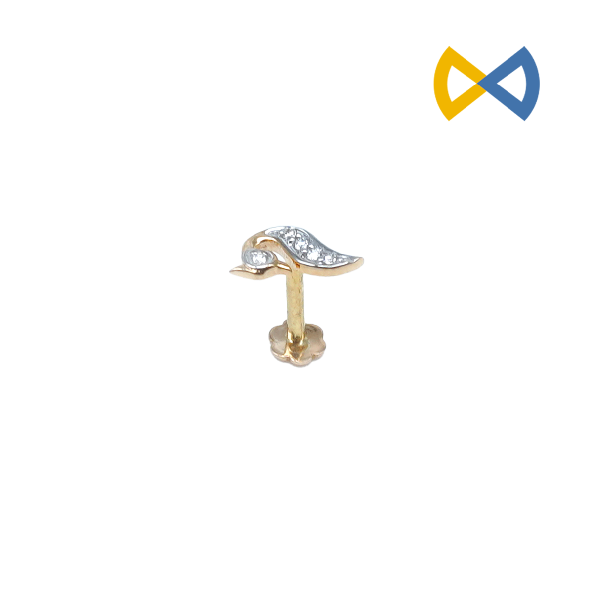 front view image of peacock design diamond nose pin