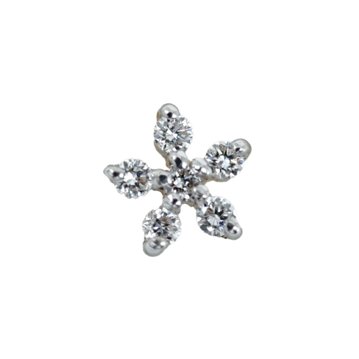 close up of a six stone diamond nose pin