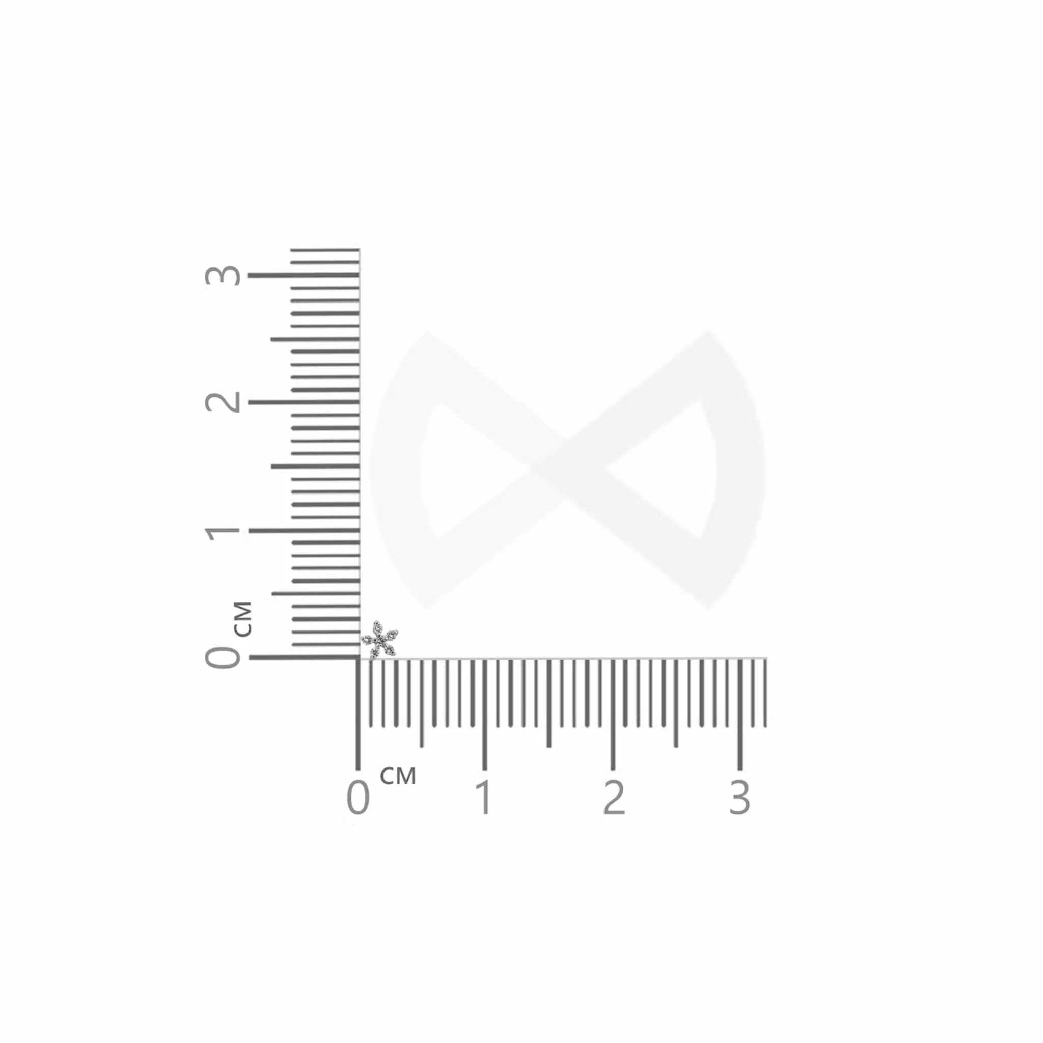 size guide of six stone flower shaped diamond nose pin.