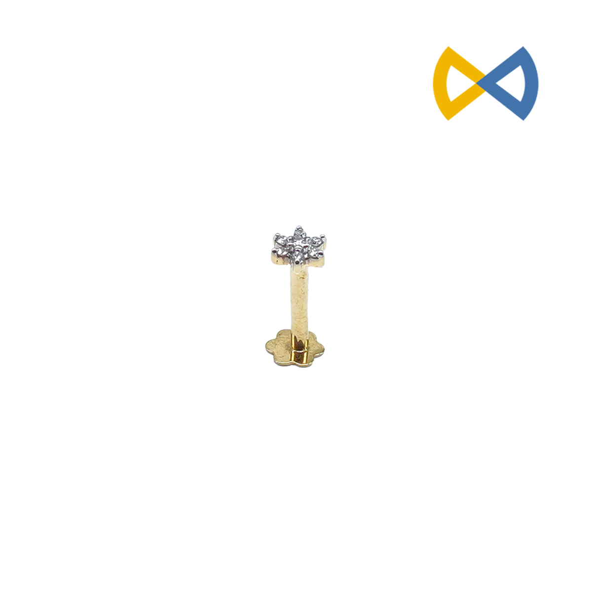 front view image of simple diamond nose pin
