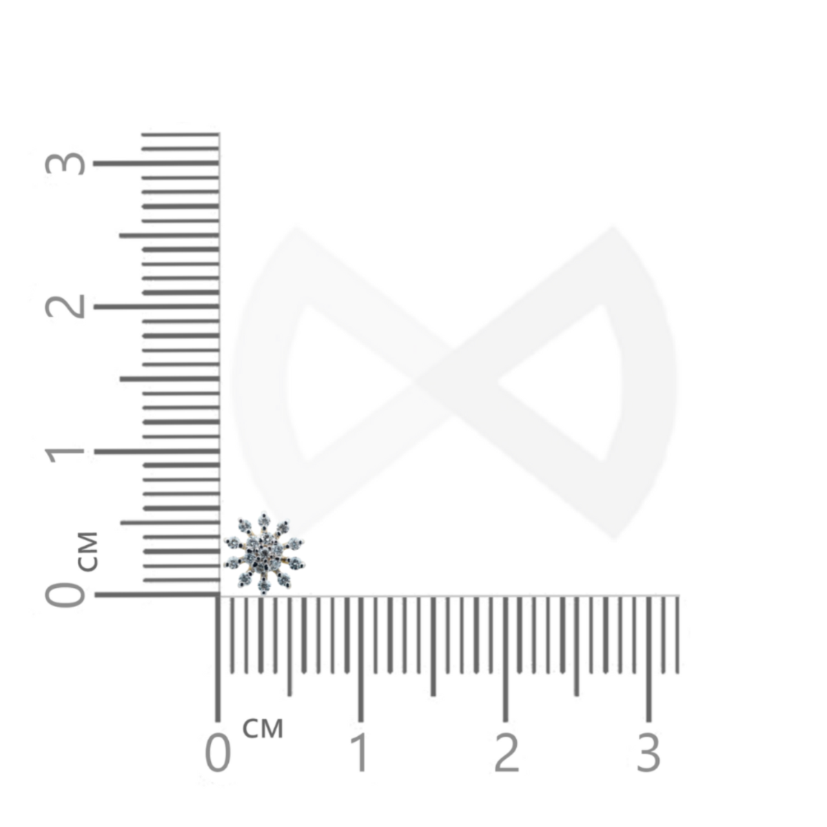 size guide of floral design diamond nose pin. 
