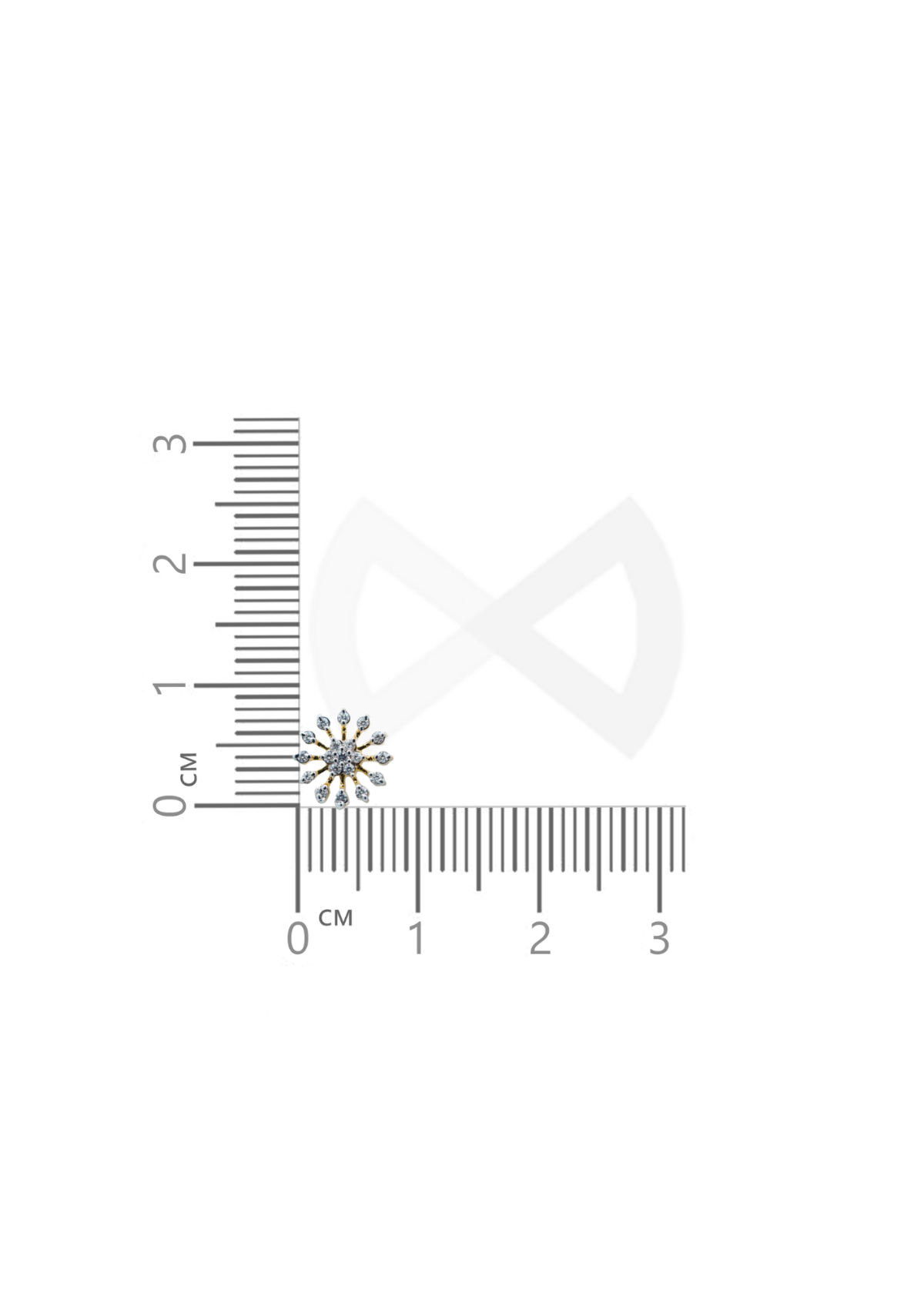 size guide for floral shaped diamond nose pin