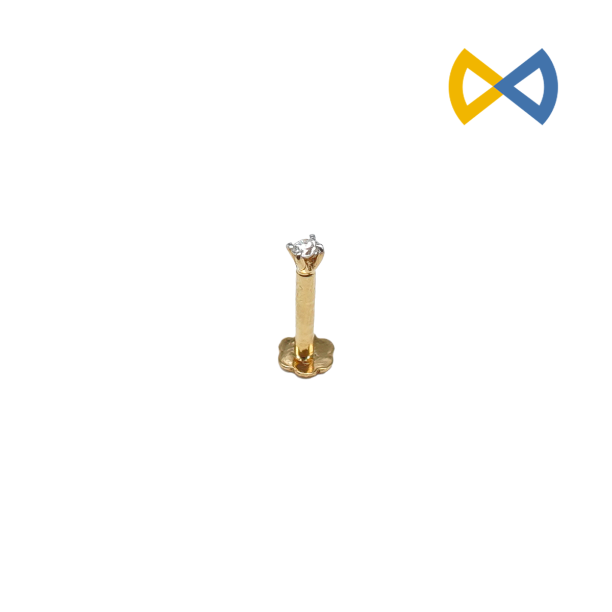 front view image of minimalist single stone diamond nose pin.