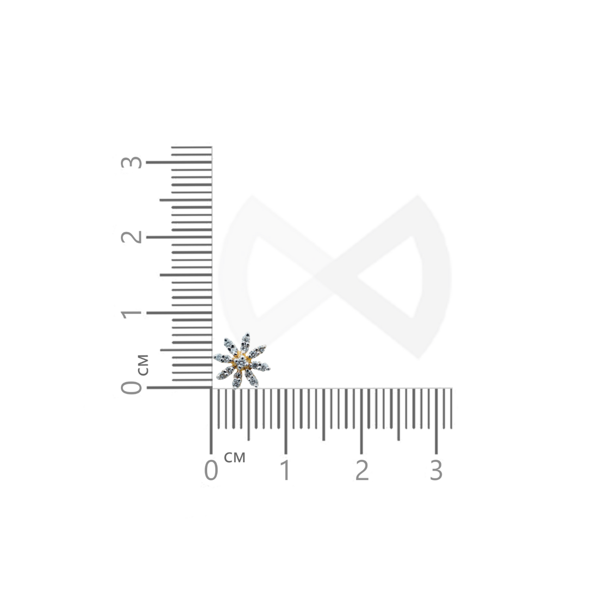 size guide for elegant floral shaped diamond nose pin