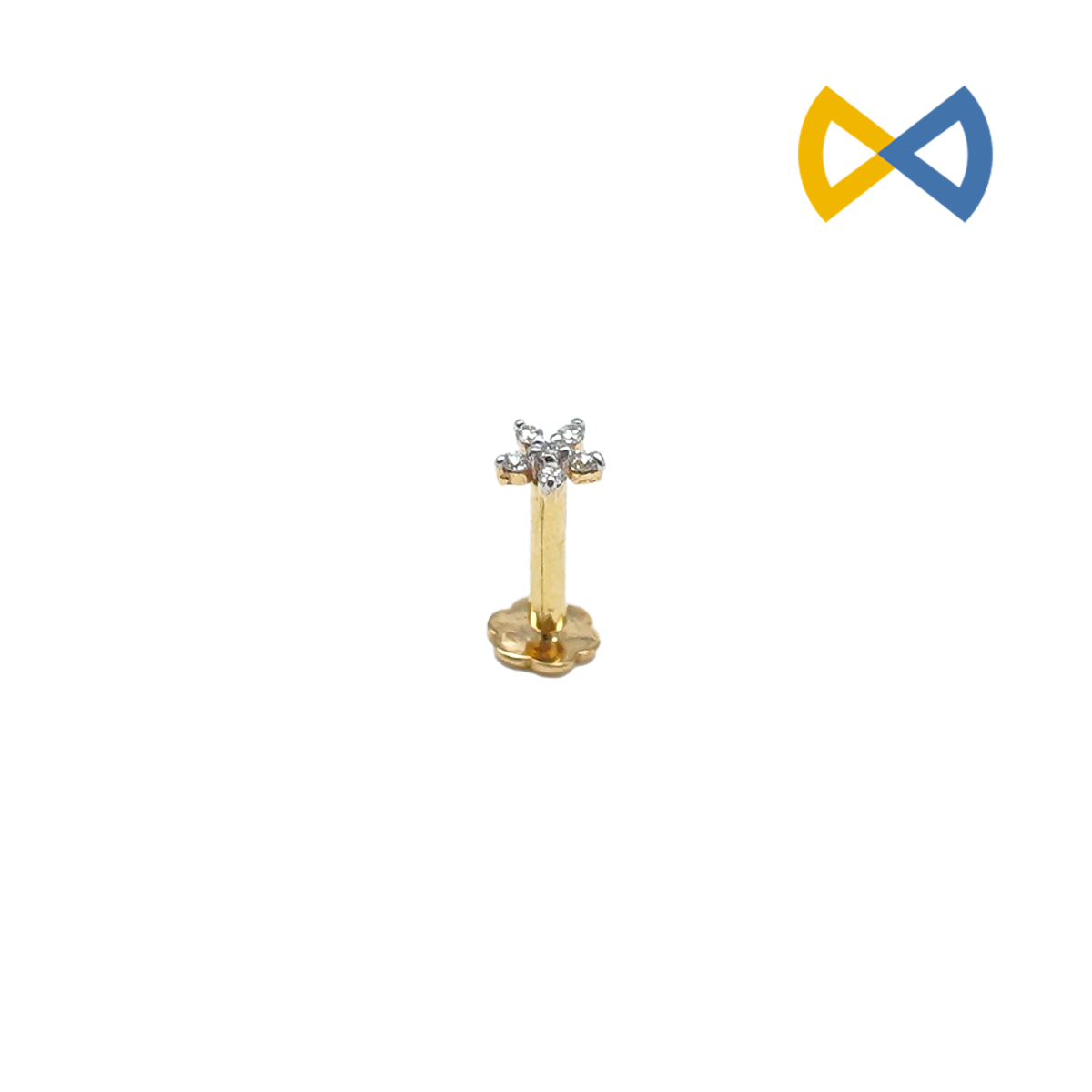 front view of six stone diamond nose pin