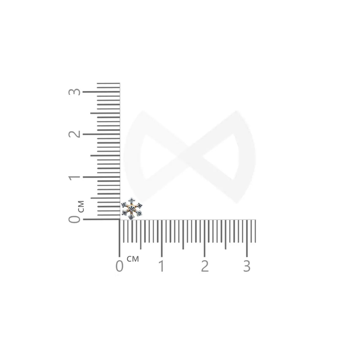 Graph of size guide of floral diamond nose pin from Damaru gold and diamonds.
